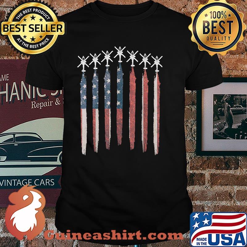 AH64 Apache Helicopter American Flag T-Shirt