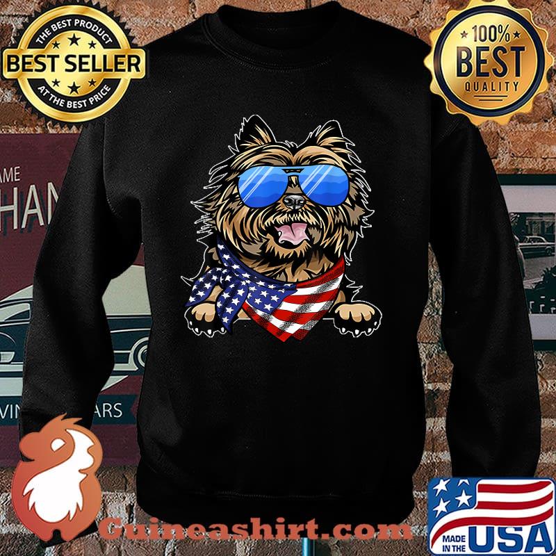 American Cairn Terrier Usa Flag 4th of July Independence T-Shirt Sweater