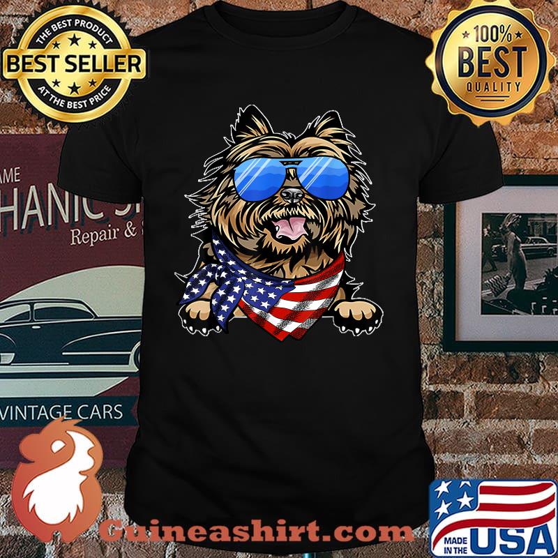 American Cairn Terrier Usa Flag 4th of July Independence T-Shirt