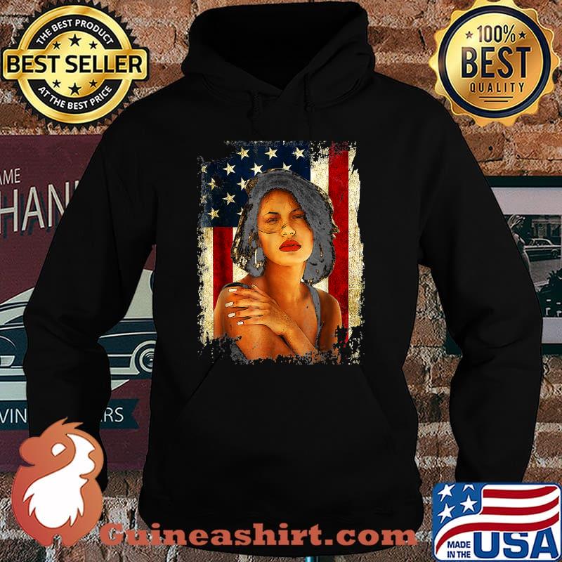 American Flag Woman Love Music Vintage T-Shirt Hoodie