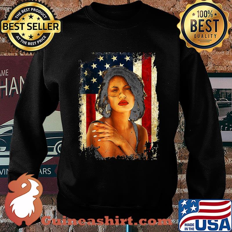 American Flag Woman Love Music Vintage T-Shirt Sweater