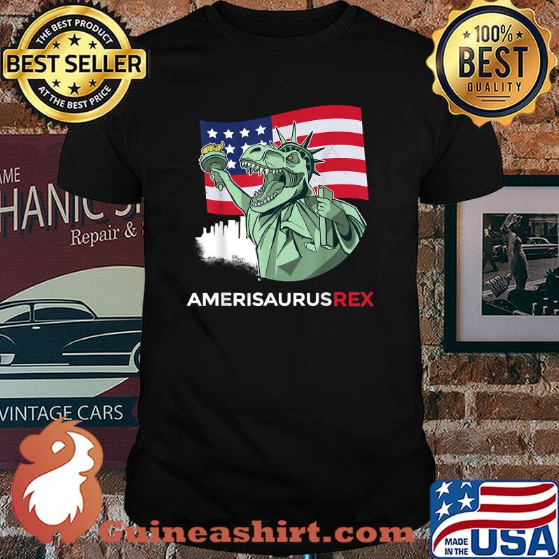 Amerisaurus Rex Patriotic Boys Dinosaur 4th of July Flag T-Shirt