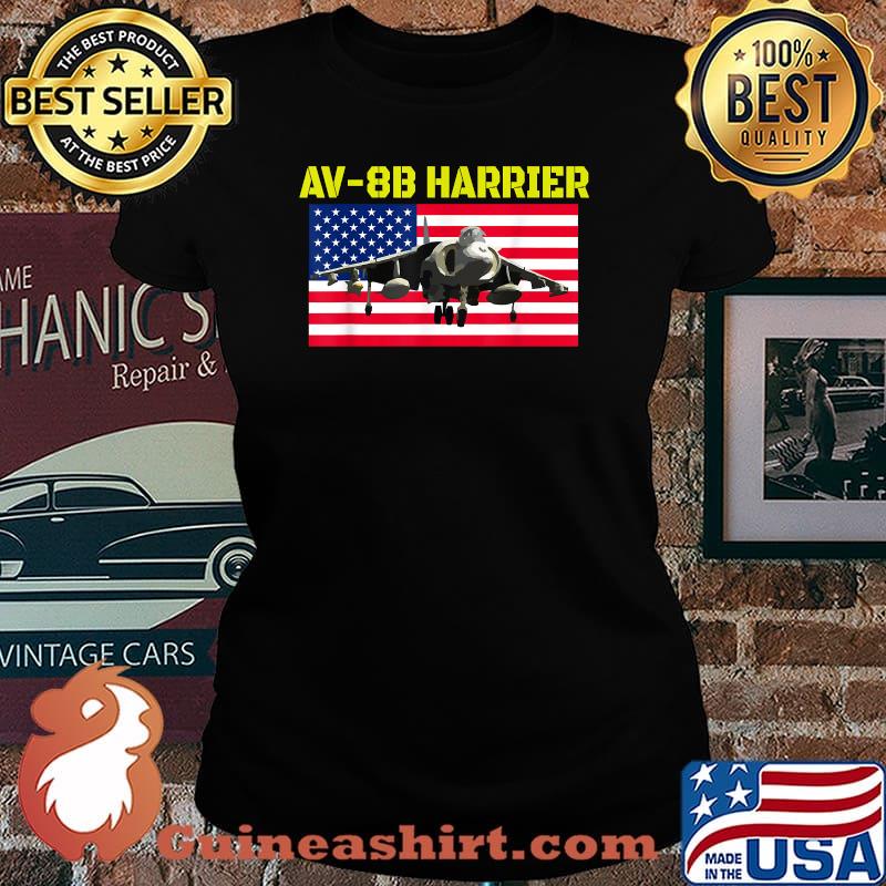 Av 8B Harrier Fun pilot and aircraft flying airplanes American Flag T-Shirt Laides tee