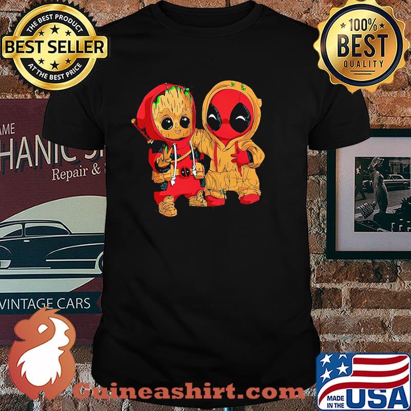 Baby groot and deadpool shirt
