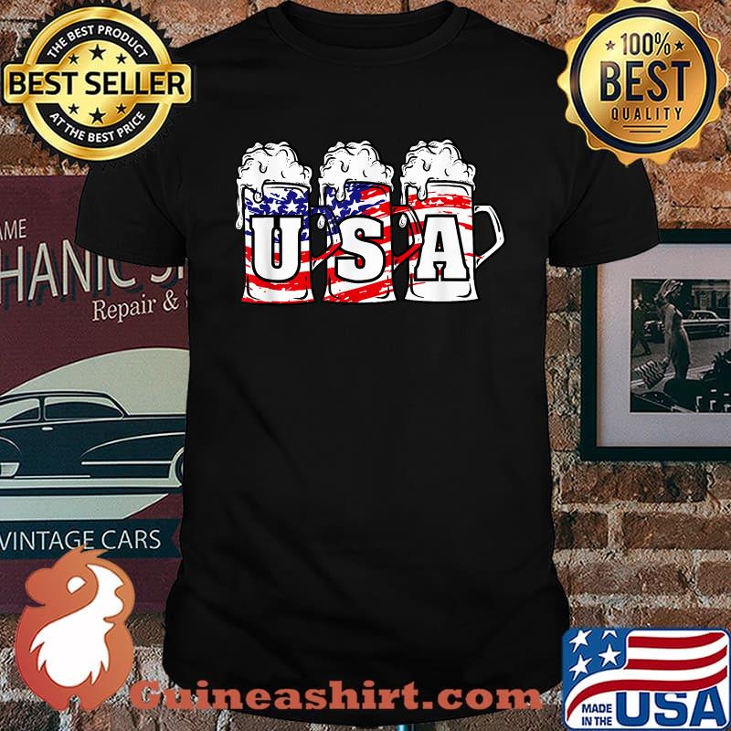 Beer American Flag 4th Of July Independence T-Shirt