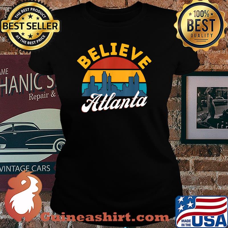 Believe Atlanta Georgia Sunset Cityscape Vintage T-Shirt Laides tee