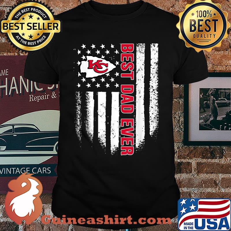 Best Dad Ever Kansas City Fan Football Love Chief Flag Usa Father's day T-Shirt