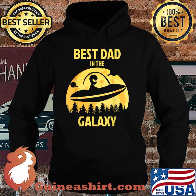 Best Dad In The Galaxy Alien UFO Moon Sunset Father's Day T-Shirt Hoodie