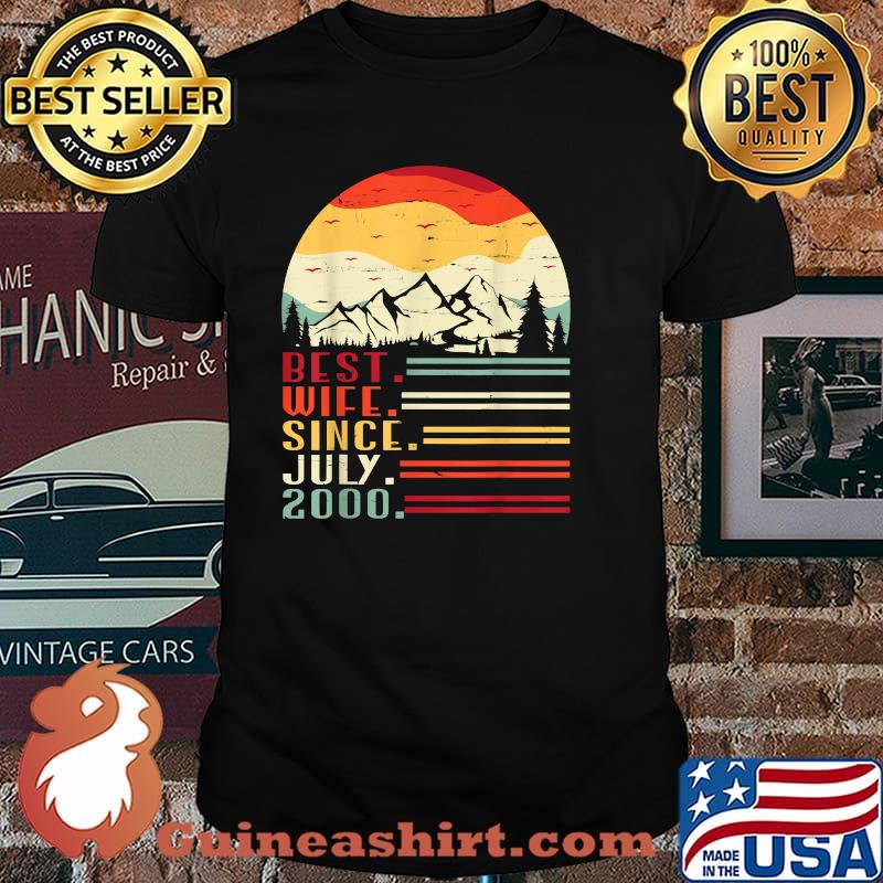Best Wife Since July 2000 Happy Wedding Anniversary 21 Years Vintage Sunset T-Shirt