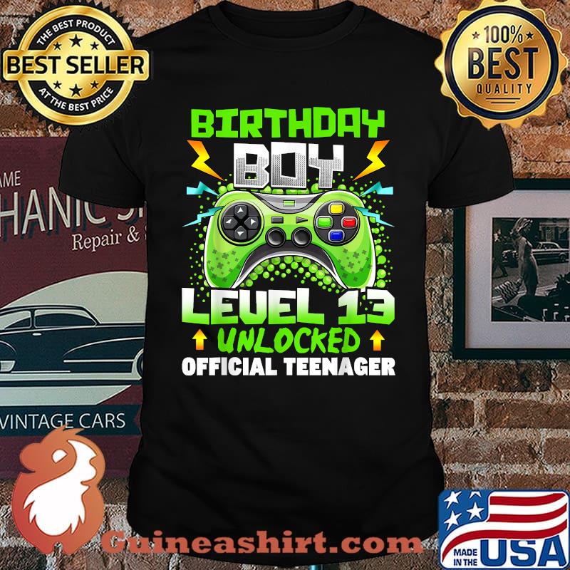 Birthday Boy Level 13 Unlocked Official Teenager Gamer T-Shirt
