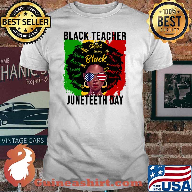 Black Teacher Juneteeth Day American Flag Shirt
