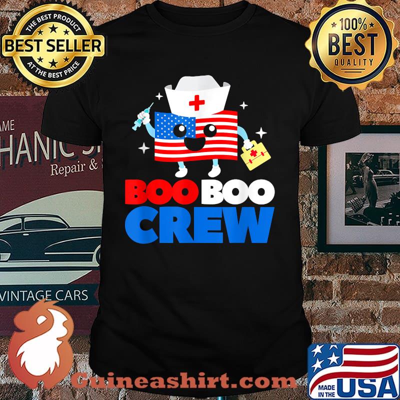 Boo Boo Crew American Flag Funny 4th Of July USA Nurse T-Shirt