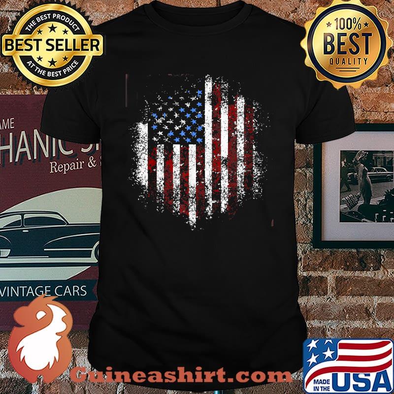 Distressed American Flag Grunge Style 4th of July Patriotic T-Shirt