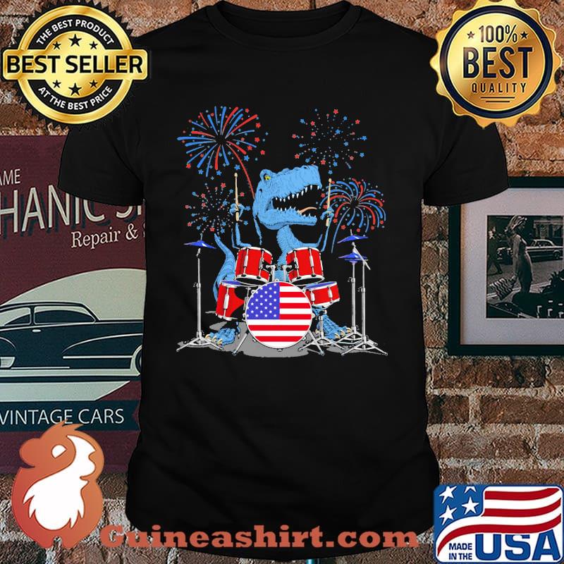 Drum 4th July Dinosaur Firework Shirt
