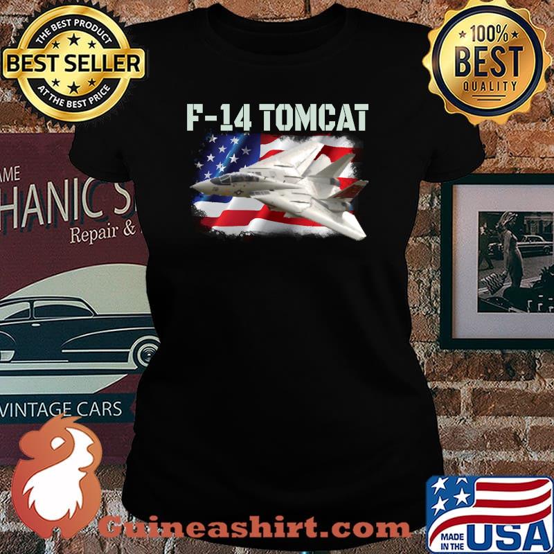 F 14 Tomcat Fun pilot and aircraft flying airplanes American Flag T-Shirt Laides tee