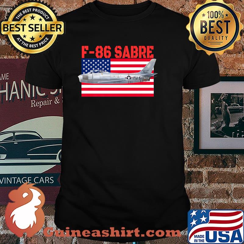 F 86 Sabre Fun pilot and aircraft flying airplanes american flag shirt