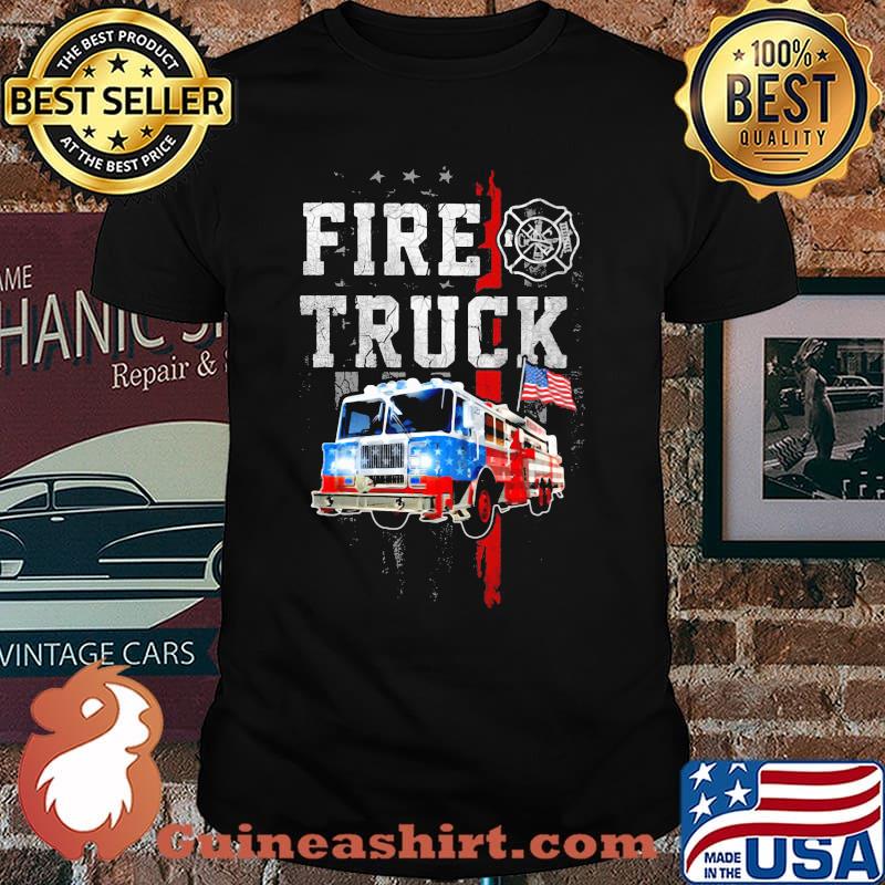 Fire Truck American Flag Shirt