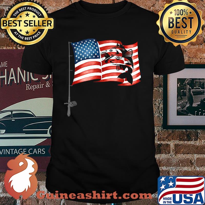 Fishing American Flag Fisherman Patriotic day 4th of July T-Shirt