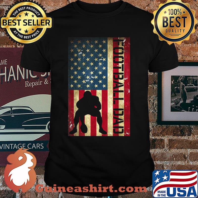 Football Dad Fathers Day American Flag T-Shirt