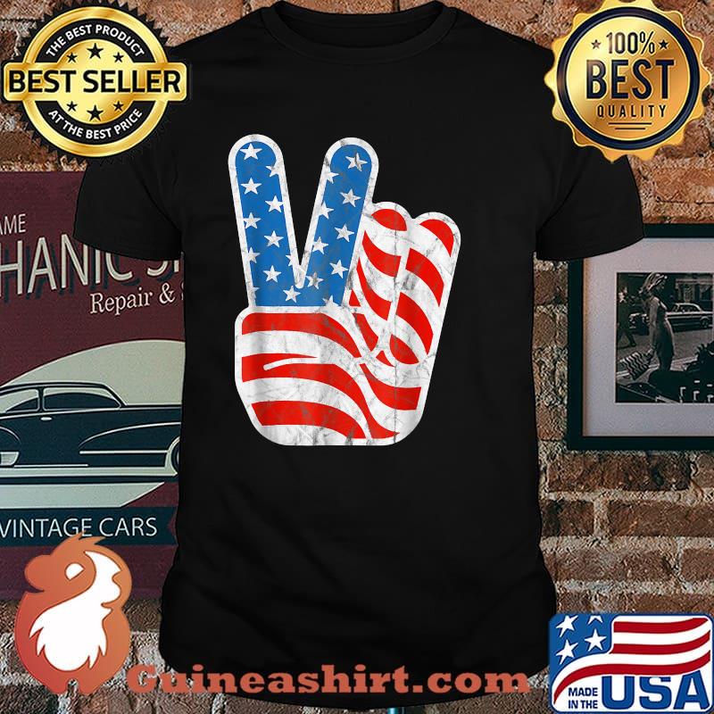 Fourth Of July Peace American Flag T-Shirt