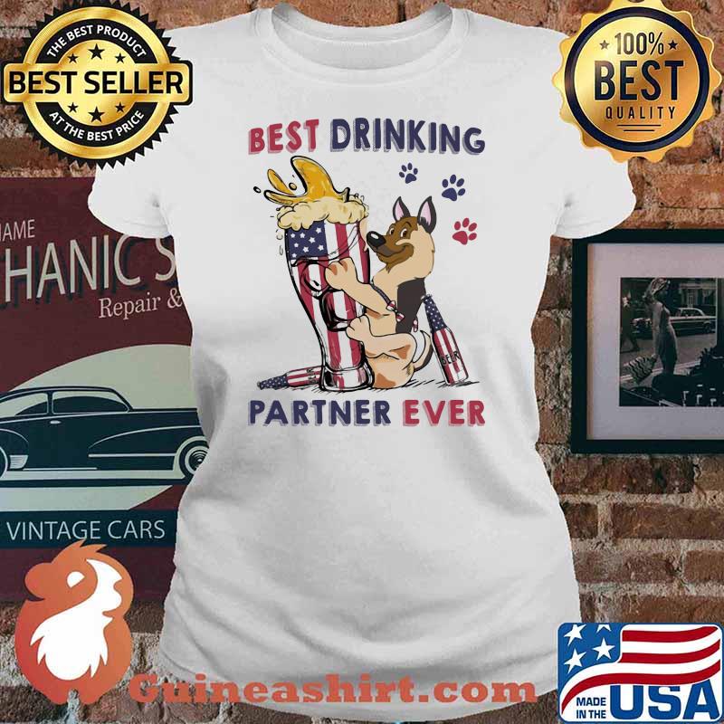 German shepherd best drinking partner ever american flag Ladies tee