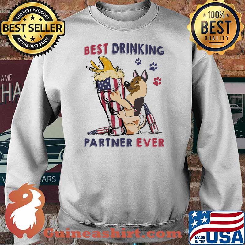 German shepherd best drinking partner ever american flag Sweater