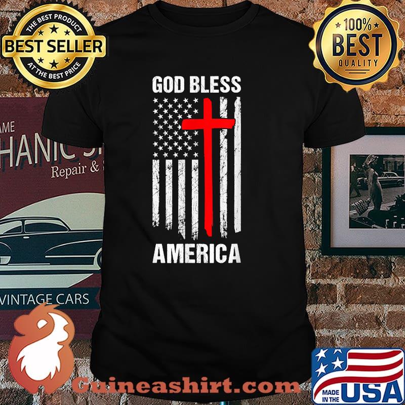 God Bless America Fourth of July Christian Patriot USA Flag T-Shirt