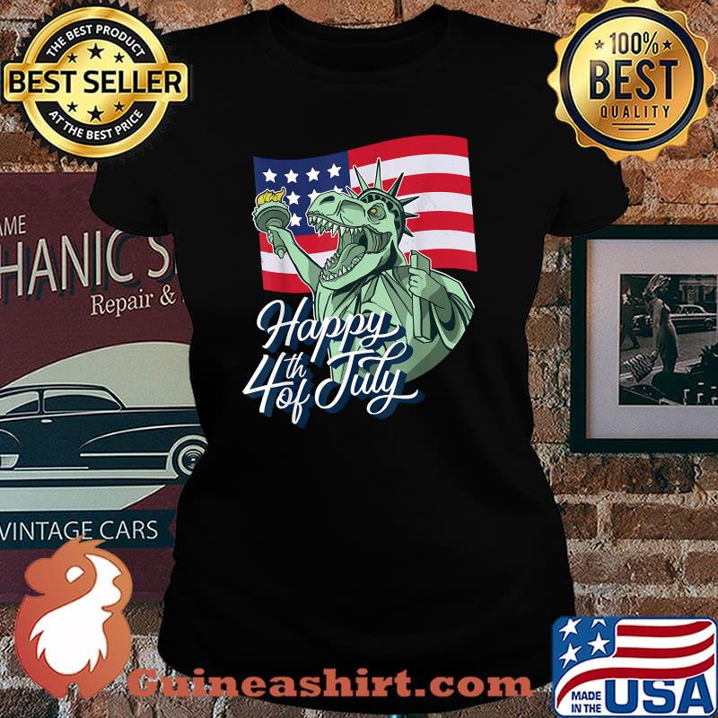 Happy 4th of July America T-Rex Patriotic T-Shirt Laides tee