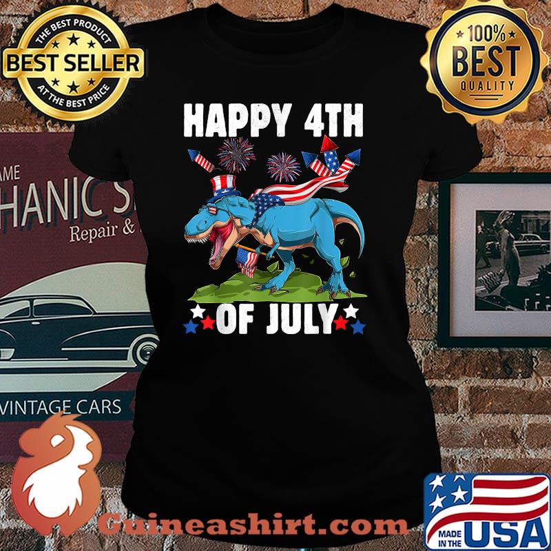 Happy 4th Of July T-rex Dinosaur Firework T-Shirt Laides tee