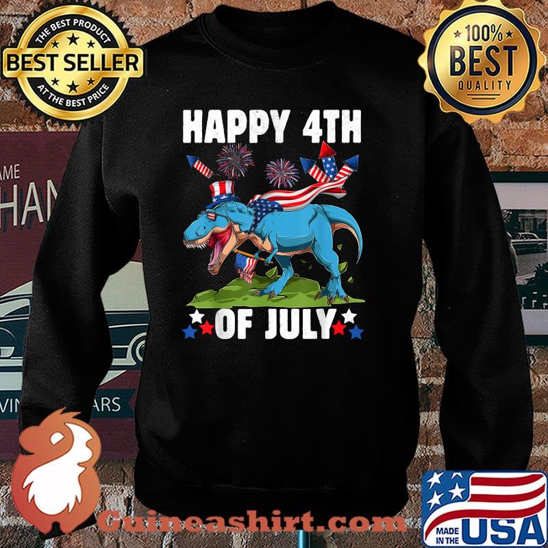 Happy 4th Of July T-rex Dinosaur Firework T-Shirt Sweater