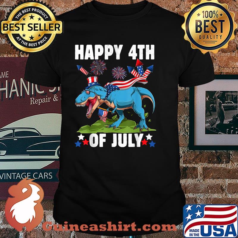 Happy 4th Of July T-rex Dinosaur Firework T-Shirt