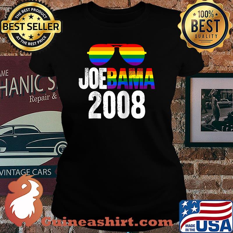 JoeBama 2008 Obama Biden Sunglasses Gay Pride Raglan Baseball Tee Laides tee