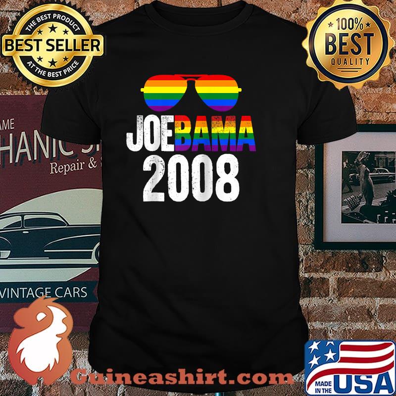 JoeBama 2008 Obama Biden Sunglasses Gay Pride Raglan Baseball Tee
