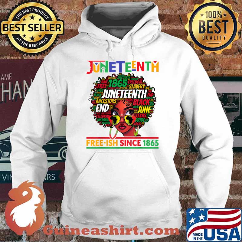 Juneteenth Free-ish Since 1865 Afro Black Women Messy Bun T-Shirt Hoodie