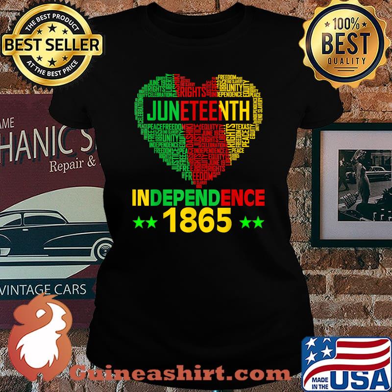 Juneteenth Independence 1865 Heart Black History Afro American Shirt Laides tee