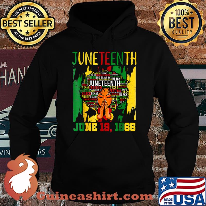 Juneteenth Melanin Black Women Natural Hair Afro Word Art T-Shirt Hoodie