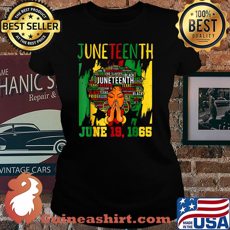 Juneteenth Melanin Black Women Natural Hair Afro Word Art T-Shirt Laides tee