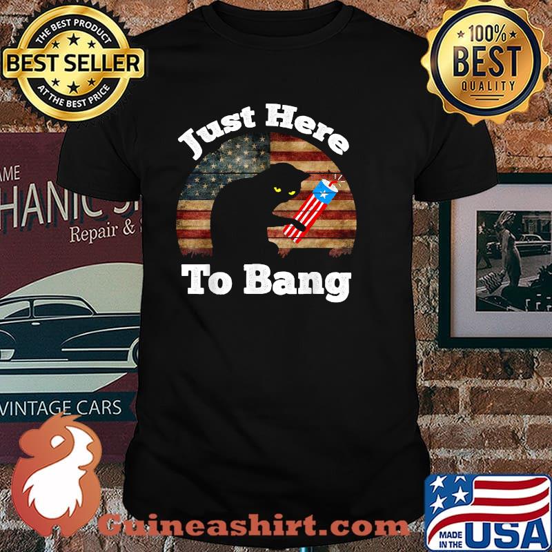 Just Here To Bang Funny Cat 4th Of july independence vintage T-Shirt