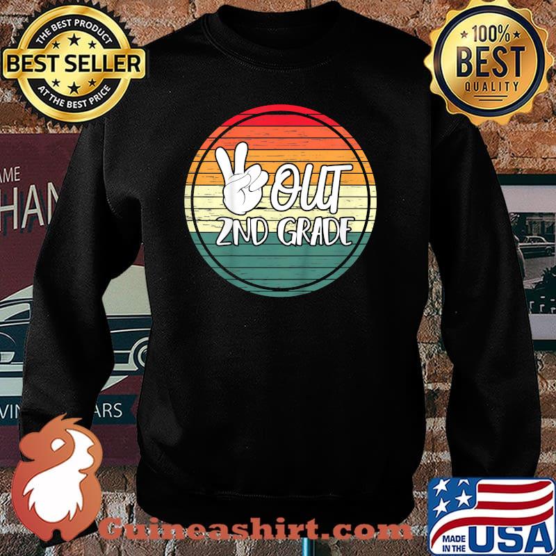 Last Day Of School Peace Out 2nd Grade Retro Graduation T-Shirt Sweater