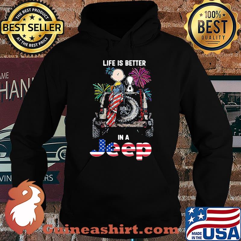 Life is better in a Jeep firework 4th of July independence snoopy and charlie Hoodie