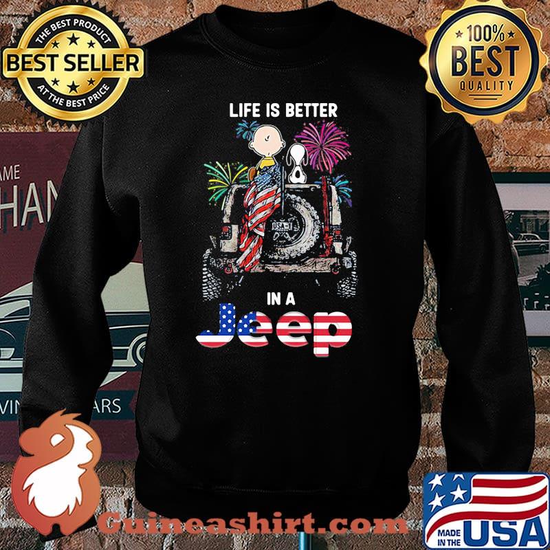 Life is better in a Jeep firework 4th of July independence snoopy and charlie Sweater