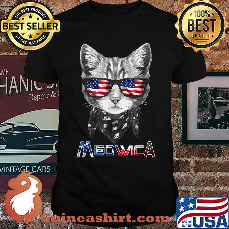 Merica Cat 4th of July Meowica Men USA American Flag T-Shirt