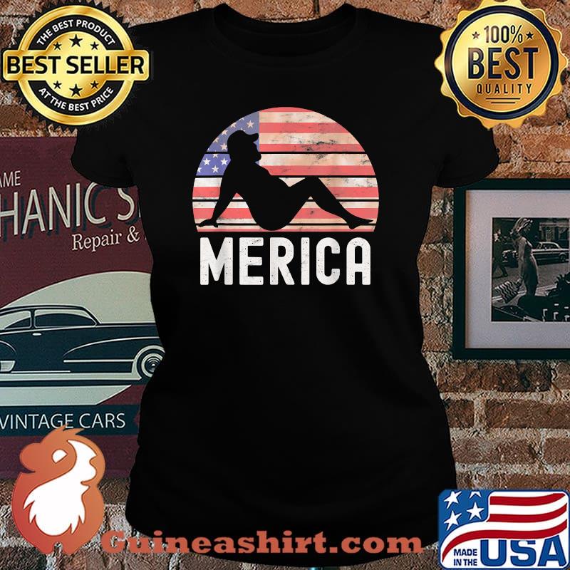 Merica Fat Party Funny Drinking Adult Joke 4th Of July T-Shirt Laides tee