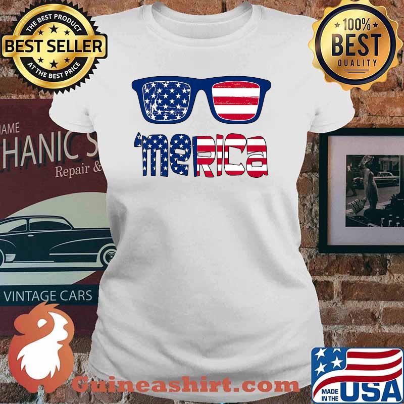 Merica Sunglasses 4th Of July T-Shirt Ladies tee
