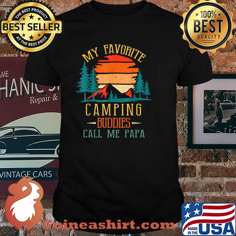 My Favorite Camping Buddies Call Me Papa Vintage Sunset T-Shirt