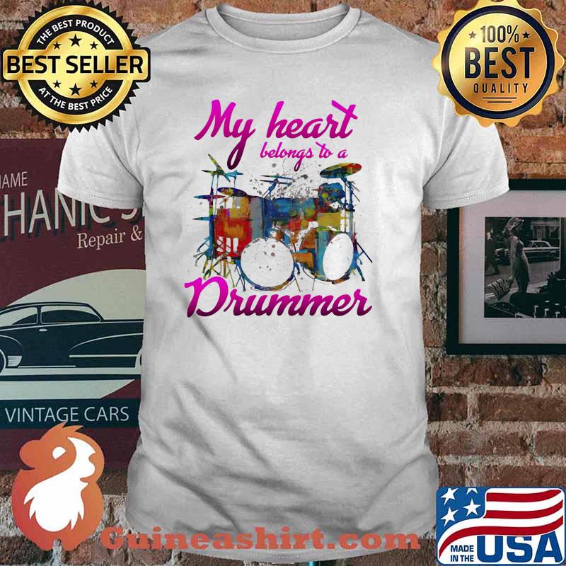 My heart belongs to a drummer watercolor shirt