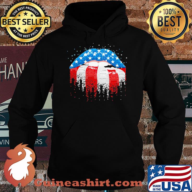 Patriotic Girl Mouth American Flag Shirt Hoodie