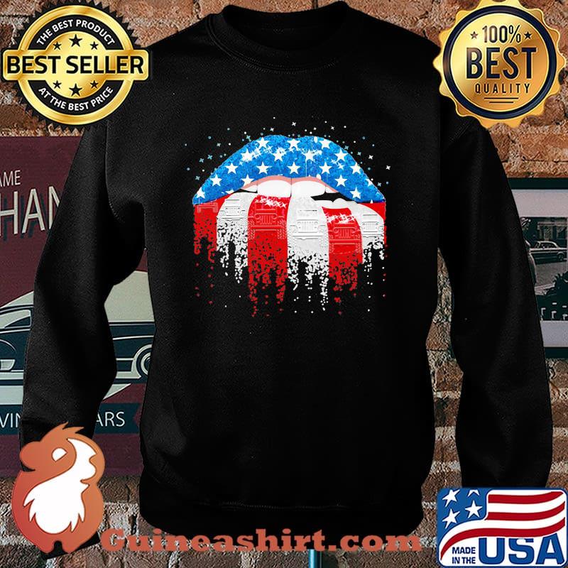 Patriotic Girl Mouth American Flag Shirt Sweater