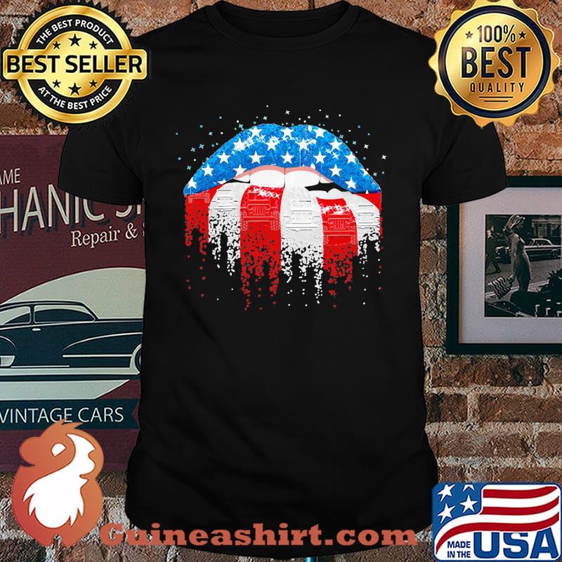 Patriotic Girl Mouth American Flag Shirt