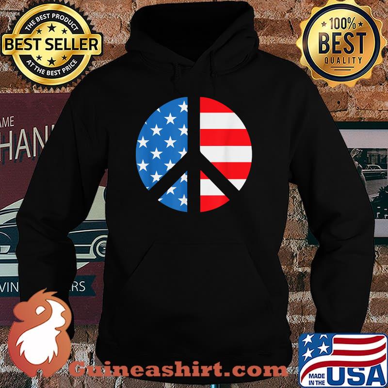 PEACE SIGN SYMBOL American USA Flag 4th of July T-Shirt Hoodie